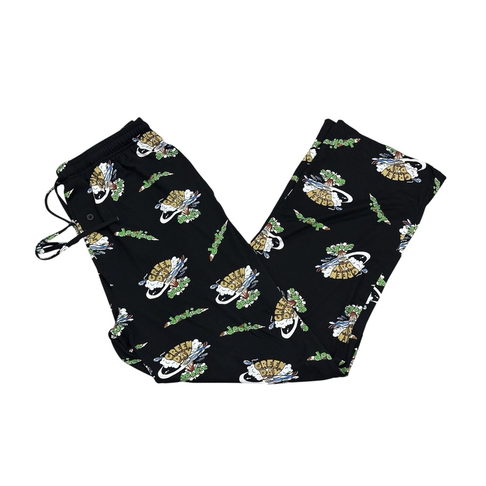 Men's Soft Cozy Punk Rock Green Day Dookie Pajama‎ PJ Pants Medium EUC